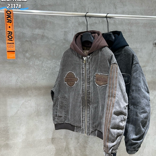 YRQ 625 男女假两件洗水牛仔重工刺绣连帽羽绒服 冬季 2317 636素3