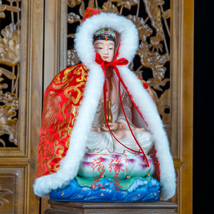 新款冬季加棉佛袍观音佛像祥云披风菩萨斗篷神像衣服佛衣披肩财神