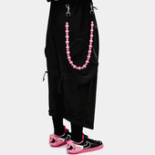 KUSION日系甜酷辣妹木珠裤 链男少女心粉色复古造型腰链新look饰品