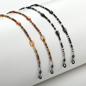 眼镜链琥珀色复古手工玻璃珠眼镜挂绳墨镜老花镜防滑绳男女眼镜绳