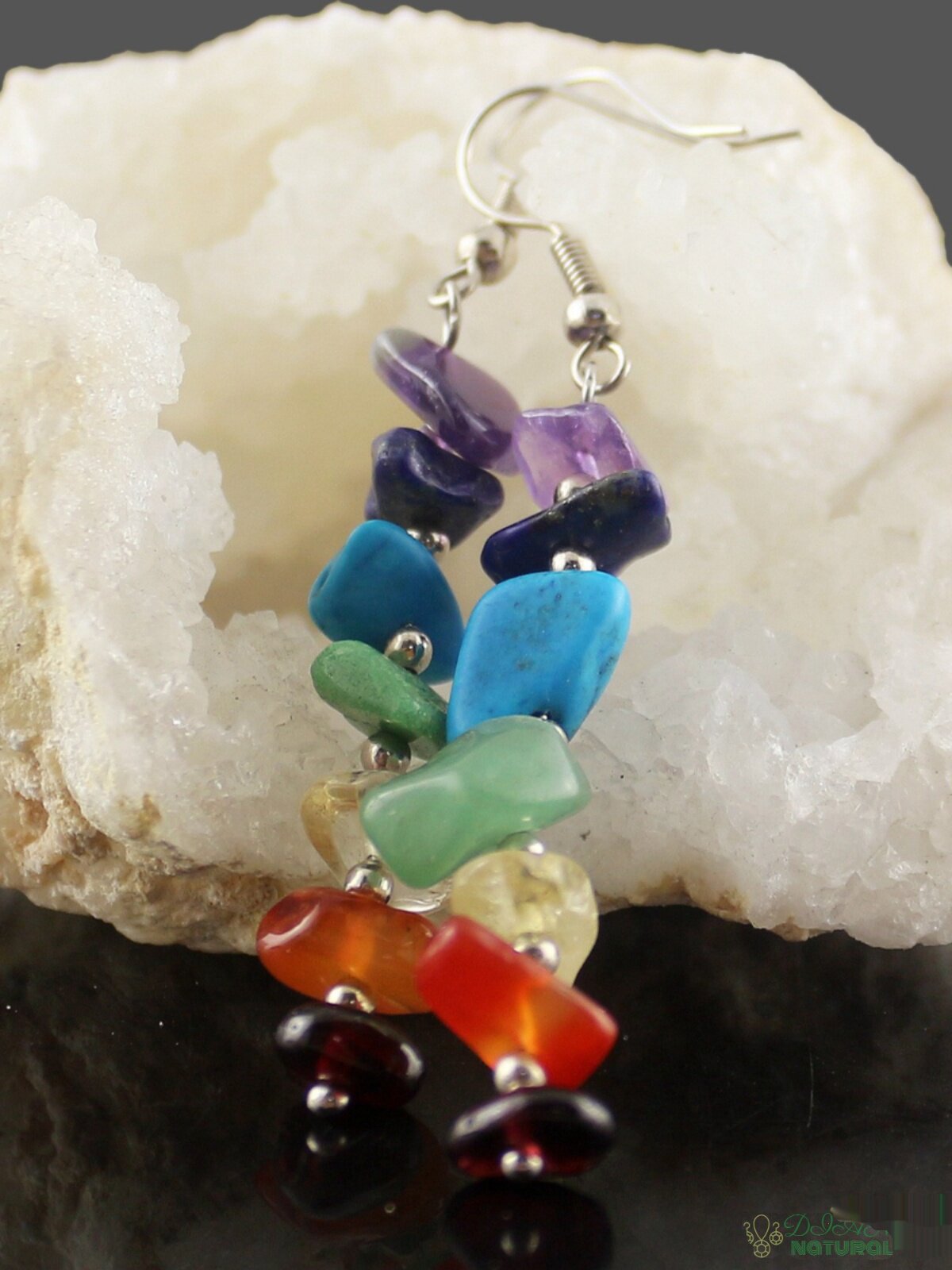 핸드메이드 7종 자갈 롱 이어링과 이어후크