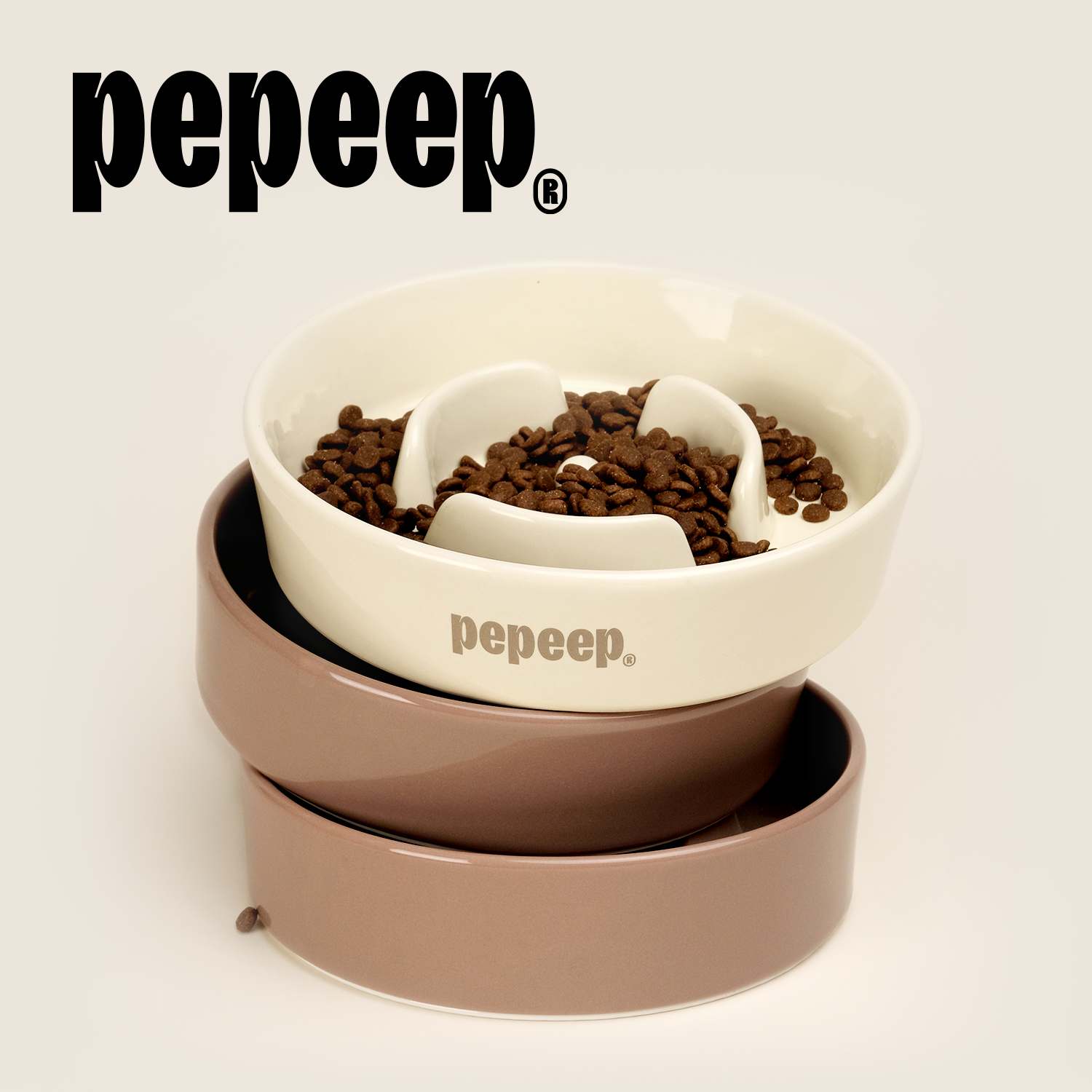 pepeep宠物猫狗通用陶瓷慢食碗