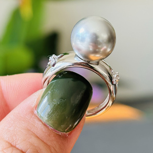 DIY配件S925纯银光版侧边小花花款调节戒指空托配8-12mm