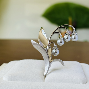 国内精工通体纯银S925胸针领结扣M家兰铃花立体空托配件可配4-6mm