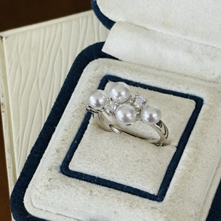 M家同款S925纯银精工可配5-5.5-6mm珍珠多珠戒指