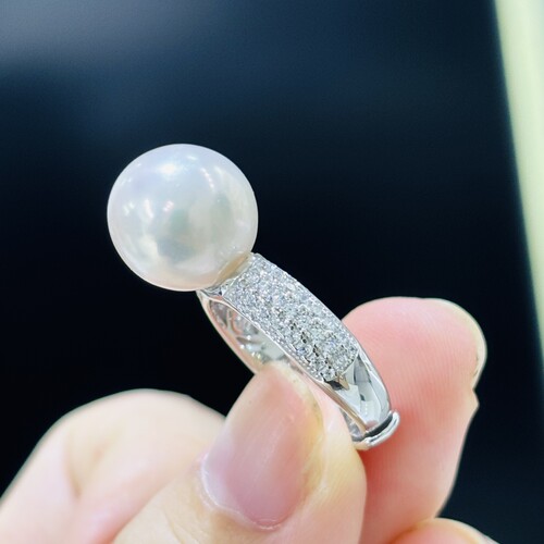 新品纯银精工diy简约珍珠戒指经典款式简约又奢华配10-11-12-13mm