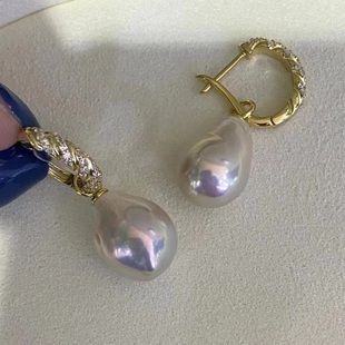 国内精工S925纯银法式藤蔓耳钉两用款巴洛克耳饰可配11-15mm