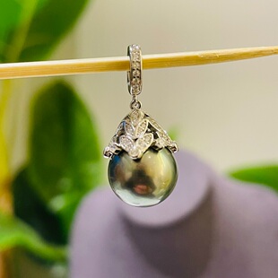 国内精工纯银s925万能扣梨花头大盖帽空托配件可配11-13以内珍珠