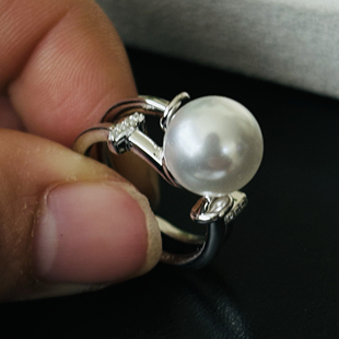 精工S925纯银双层开口单珠戒指空托配8-9-10mm珍珠