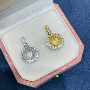 国内精工纯银s925时尚万能扣吊坠空托配件可配9-10mm