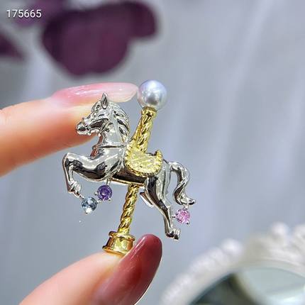 新年M家同款旋转木马合金配件diy配饰胸针配件可配5-6-7mm珍珠