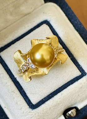 精工S925纯银拉丝裙摆戒指空托配件可配9-11mm之间珍珠