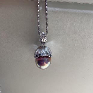 国内精工S925纯银又大又厚实空托珍珠万能扣吊坠配件可配13-15mm