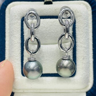 国内精工S925纯银古巴链条摩登款空托配件耳钉可配11mm以上珍珠