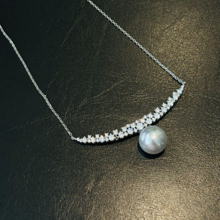 精工S925纯银满天星珍珠吊坠空托配件可配9mm以上珍珠不限大