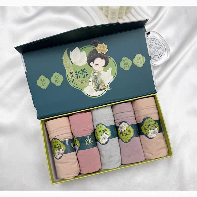 5条装凰韵8883 龙井裤莫代尔棉蚕丝裤舒适高腰女士轻盈裸感内裤