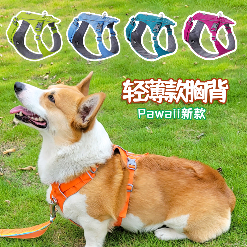 Pawaii怡爪狗狗胸背带大中小型犬轻量防挣脱胸背衣牵引绳宠物用品 宠物/宠物食品及用品 项圈/肩带 原图主图