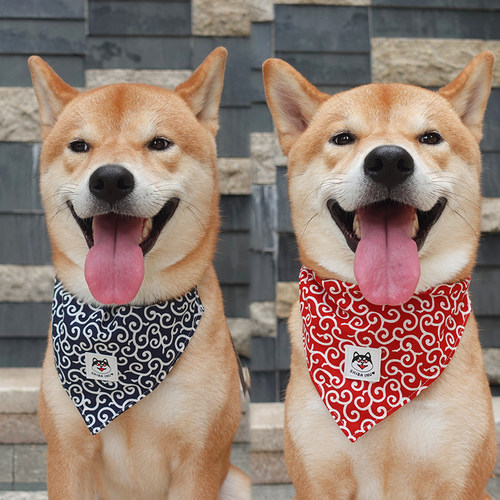 宠物柴犬狗狗可调节唐草口水巾