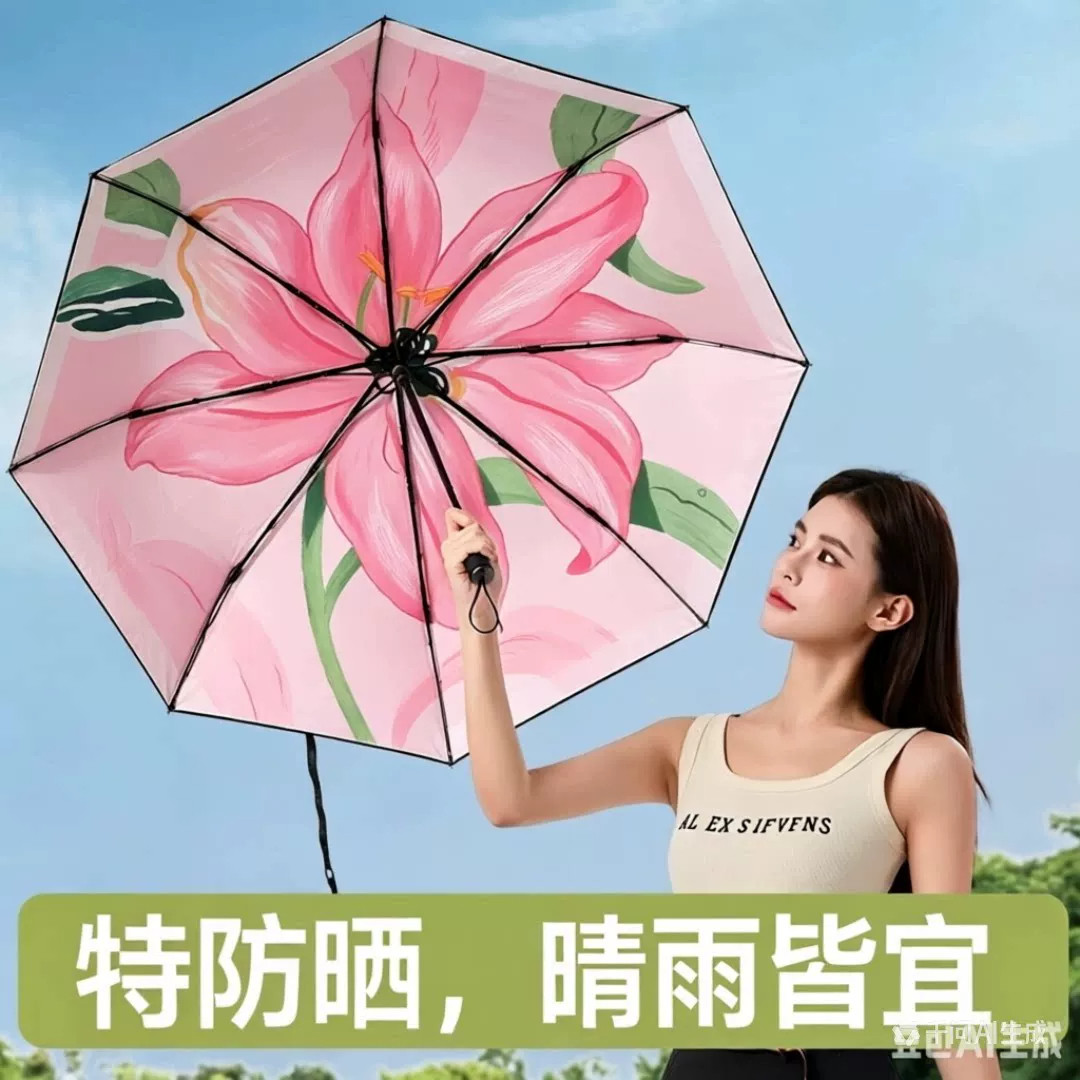 蕉下大花双层防晒伞黑胶大面积