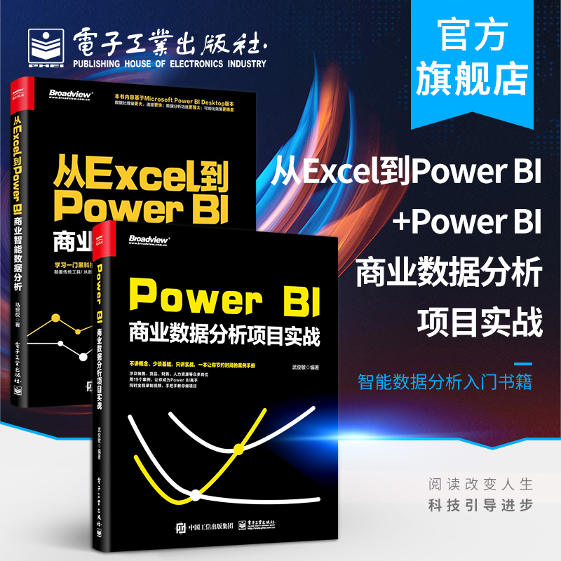 官方旗舰店 从Excel到Power BI+Power BI商业数据分析项目实战智能数据分析入门书籍操作教程Power Query数据查询工具 excel数据