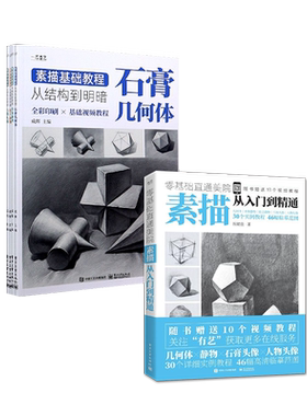 官方旗舰店【全2本】零基础直通美院 素描从入门到精通+素描基础教程 从结构到明暗 4册 人物头像临摹范本美术铅笔画速写手绘技法
