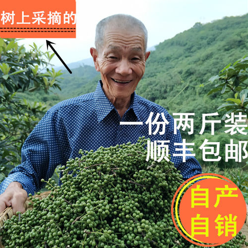 树上现摘鲜青花椒可带叶子
