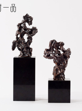 新中式太湖石摆件大理石客厅玄关博古架样板间创意橱窗隔断装饰品