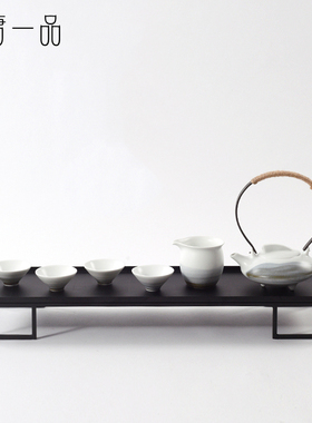 新中式禅意白色釉功夫茶具套装摆件茶壶茶杯茶盘酒店别墅软装饰品