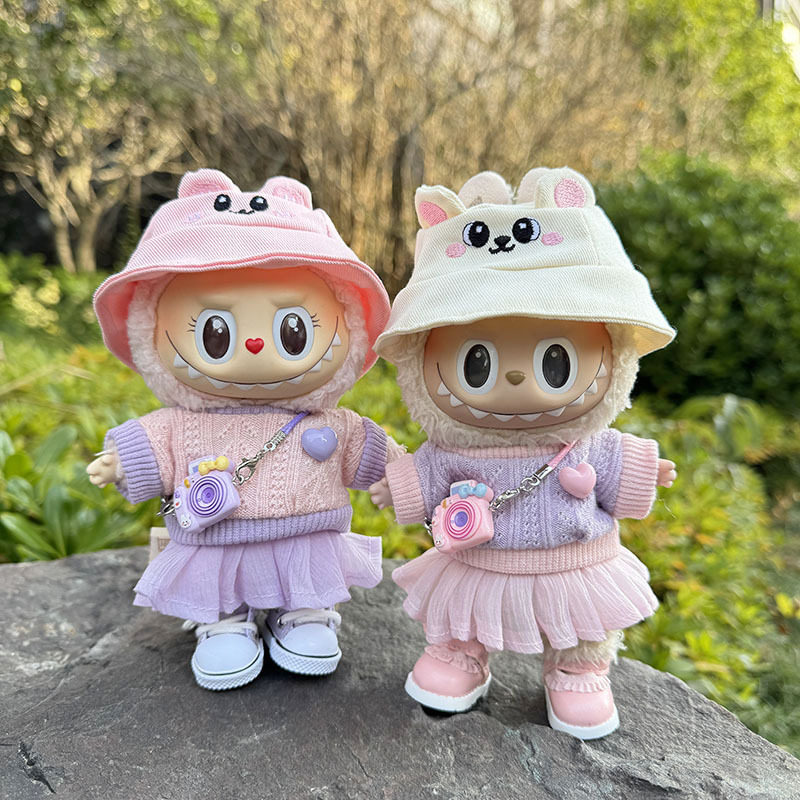 一二三代Labubu衣服包包挂饰拉布布坐坐派对娃衣爱针织连衣裙套装