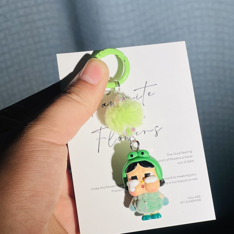 潮玩毛球改娃萌粒包包挂件CRYBABY哭娃眼泪系钥匙扣手办手机挂链