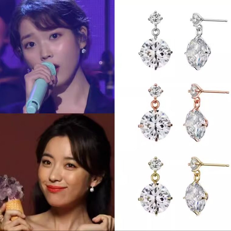 韩国正品代购 韩孝周 金泰熙 李知恩 iu同款镶钻水晶耳环 耳饰女
