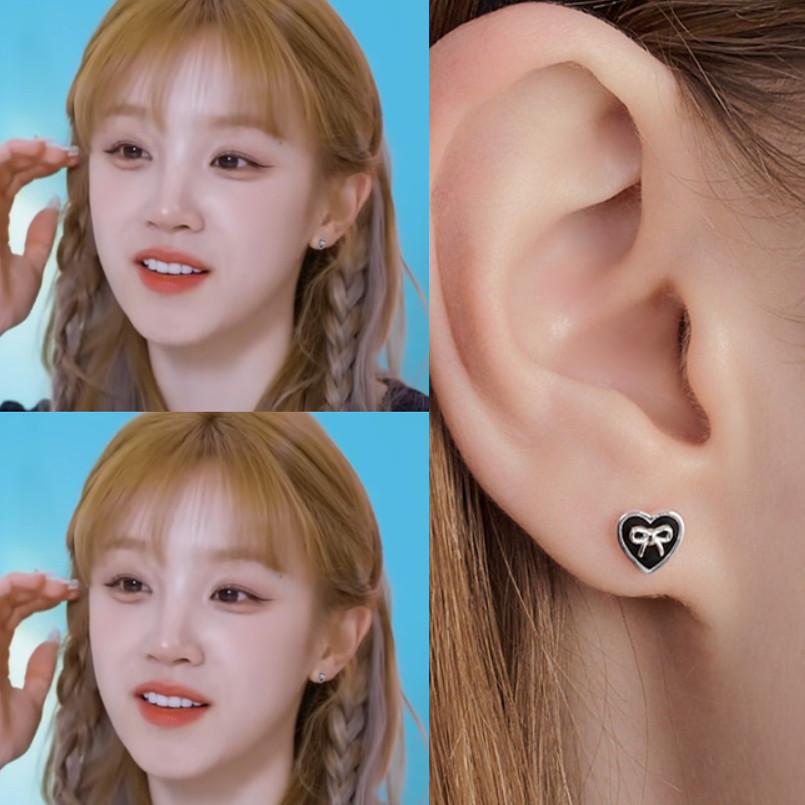 直邮~韩国代购正品 组合(G)I-DLE 宋雨琦同款韩版心形耳钉 耳环