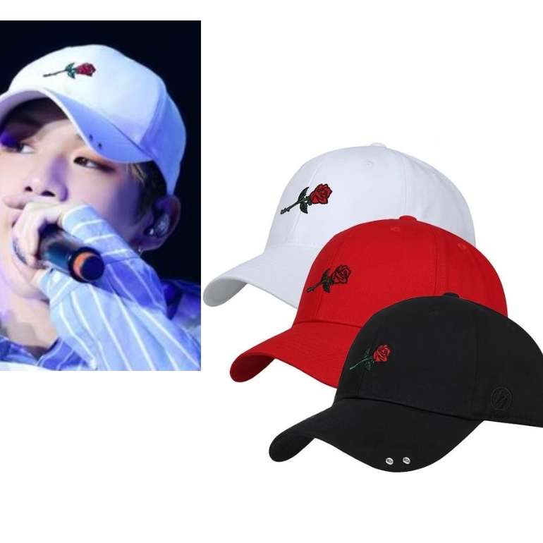韩国代购 hatson正品 姜丹尼尔同款花朵刺绣棒球帽 男女鸭舌帽子