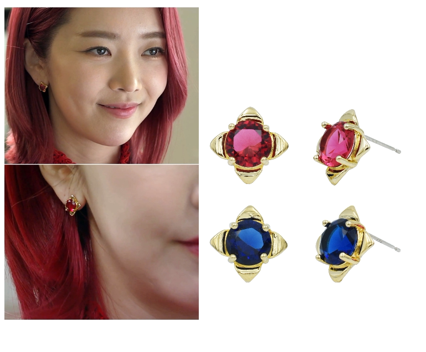 韩剧爱神派对 裴瑟琪同款 镶钻水晶耳环 银针耳钉女 韩国代购正品