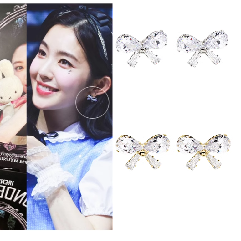 韩国正品代购 组合Red Velvet 裴珠泫 Irene同款蝴蝶结耳环 耳钉