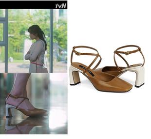 韩国代购 Rachel Cox正品 韩剧你是我的春天 徐玄振同款粗高跟鞋