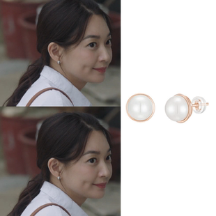 韩国代购Milton stelle正品海岸村恰恰恰申敏儿同款珍珠耳环耳钉