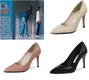 韩剧黑话律师 林允儿同款 韩国正品代购 牛皮尖头细高跟鞋 单鞋