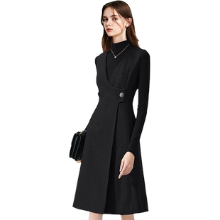 法式吊带连衣裙2025春秋新款小黑裙轻奢修身背心马甲打底裙中长款