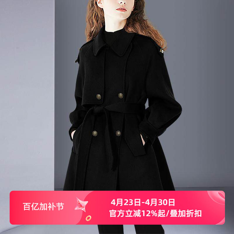 2025秋冬新款羊毛呢外套减龄中性酷帅复古风百搭显瘦呢大衣中长款