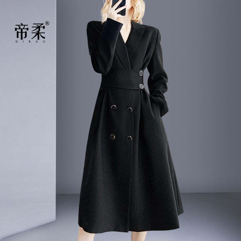 设计感轻熟风时尚通勤长袖连衣裙2026春秋新款修身显瘦气质中长款