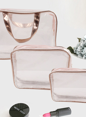 韩透明PVC化妆包袋塑料洗漱洗澡浴兜毛巾防水收纳袋手提拎游泳包