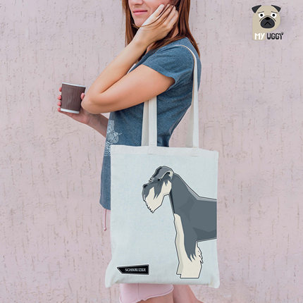 MYPUGGY原创雪纳瑞犬帆布袋 手提袋 卡通可爱单肩包 涤棉原料优质