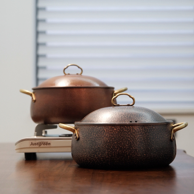 手工紫铜汤锅料理锅中式家用铜锅铜火锅纯铜炖锅寿喜锅露营火锅