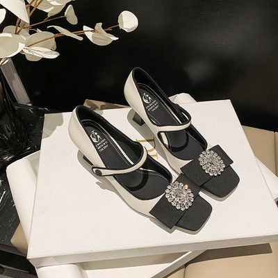 方头细跟TPR(牛筋）胶粘鞋羊皮浅口单鞋