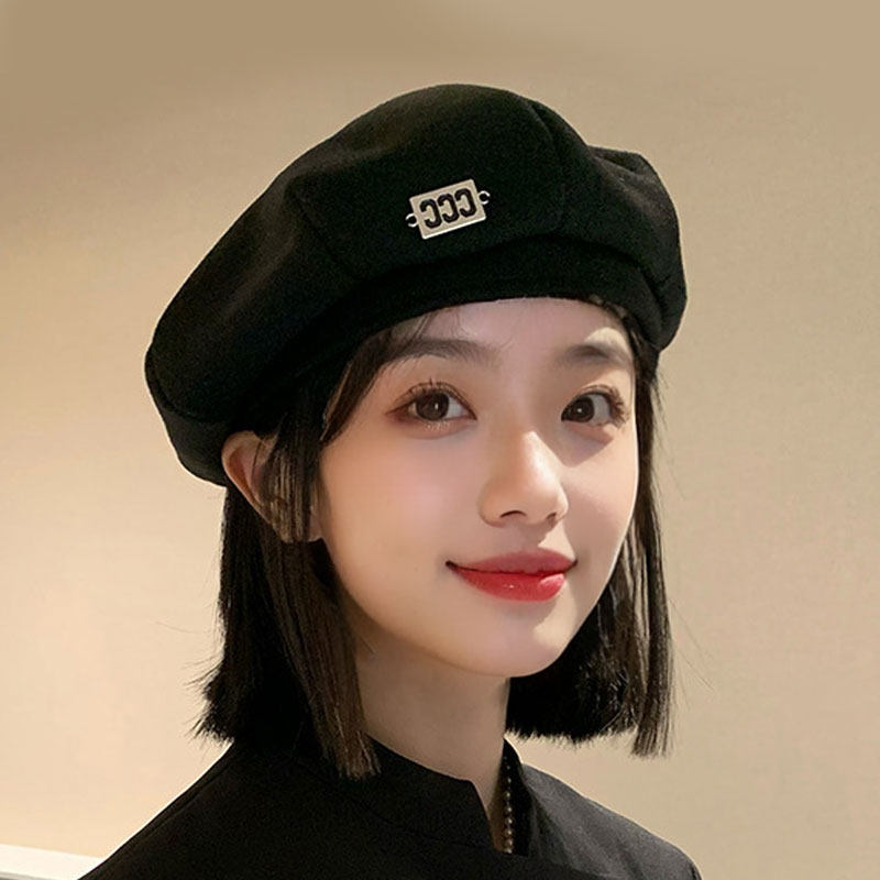 英伦风贝雷帽子假发一体女短发时尚一刀切可拆减龄蓓蕾画家帽仿真