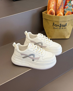 2026新款 ins潮拼色增高轻便真皮2318 厚底女百搭休闲运动板鞋