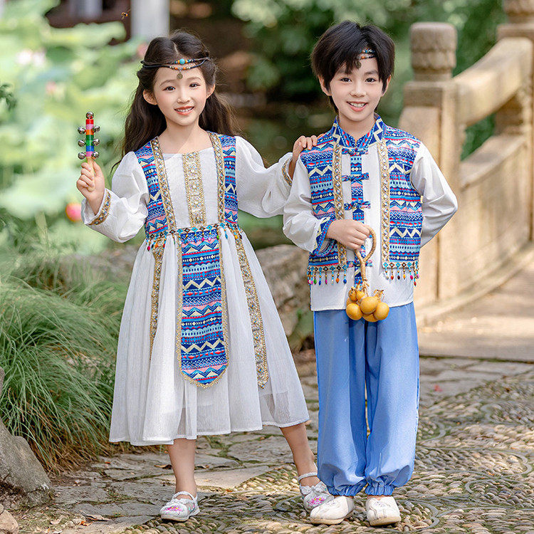 儿童西域民族风云南傣族兄妹姐弟套装幼儿园班服中秋国庆男女表演