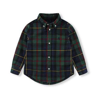 战马童装008-2男童格子翻领纯棉法兰绒厚款春秋中大童 衬衫