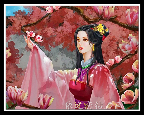卡通动漫唯美古风公主花木兰钻石画十字绣方钻圆钻手工点钻贴钻画